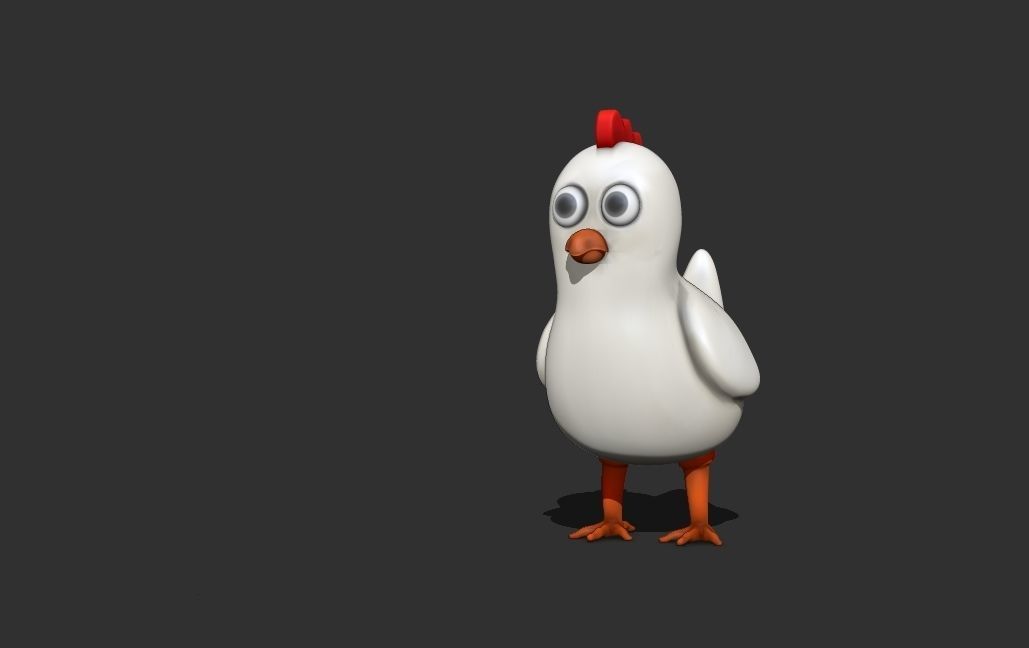 Cartoon Stylized Chicken with Coop Structure Low-poly 3D model_1