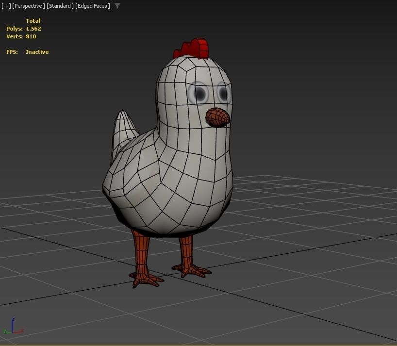 Cartoon Stylized Chicken with Coop Structure Low-poly 3D model_7