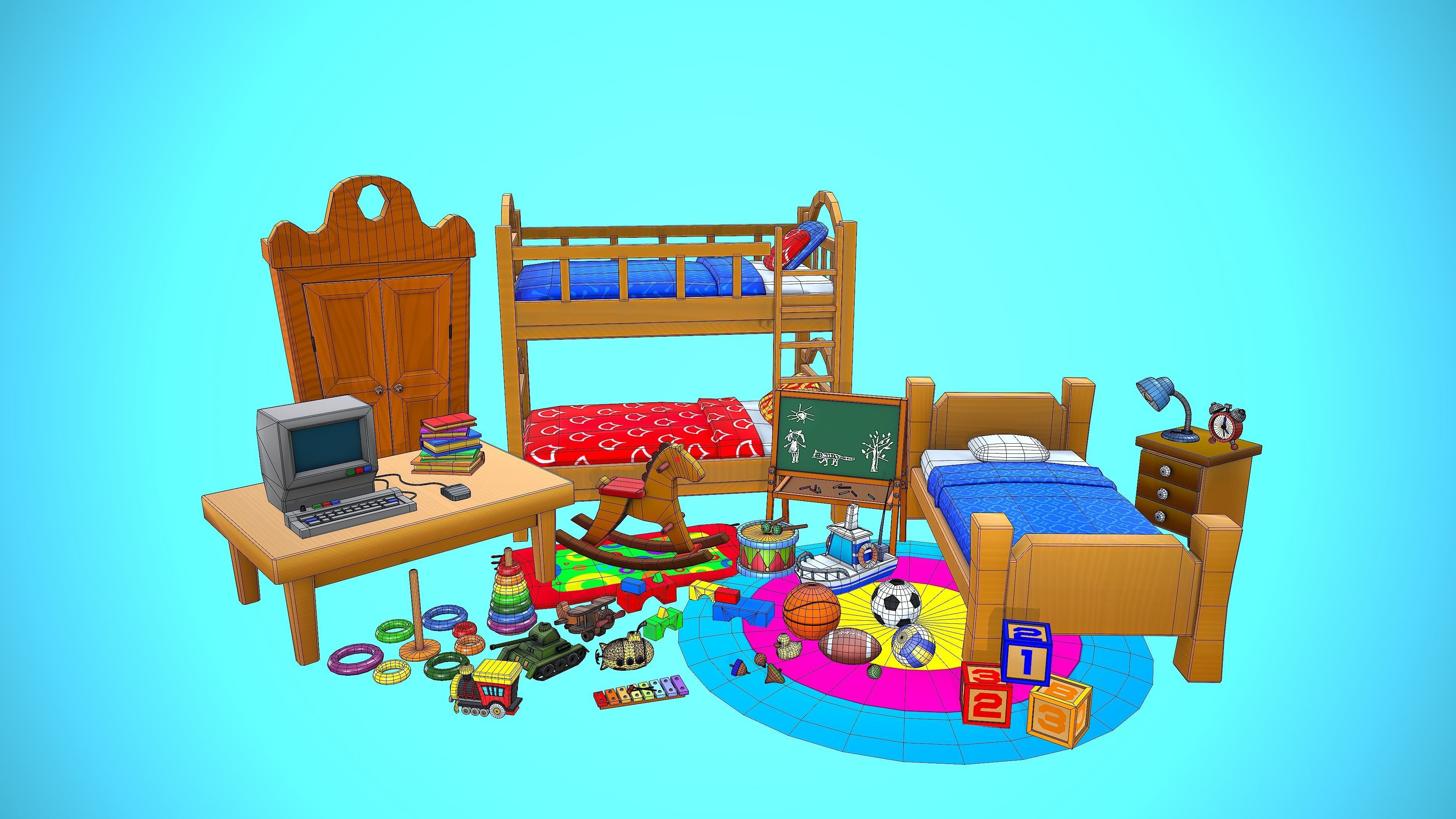 KIDS BEDROOM TOYS COLLECTION PACK VR / AR / low-poly | CGTrader