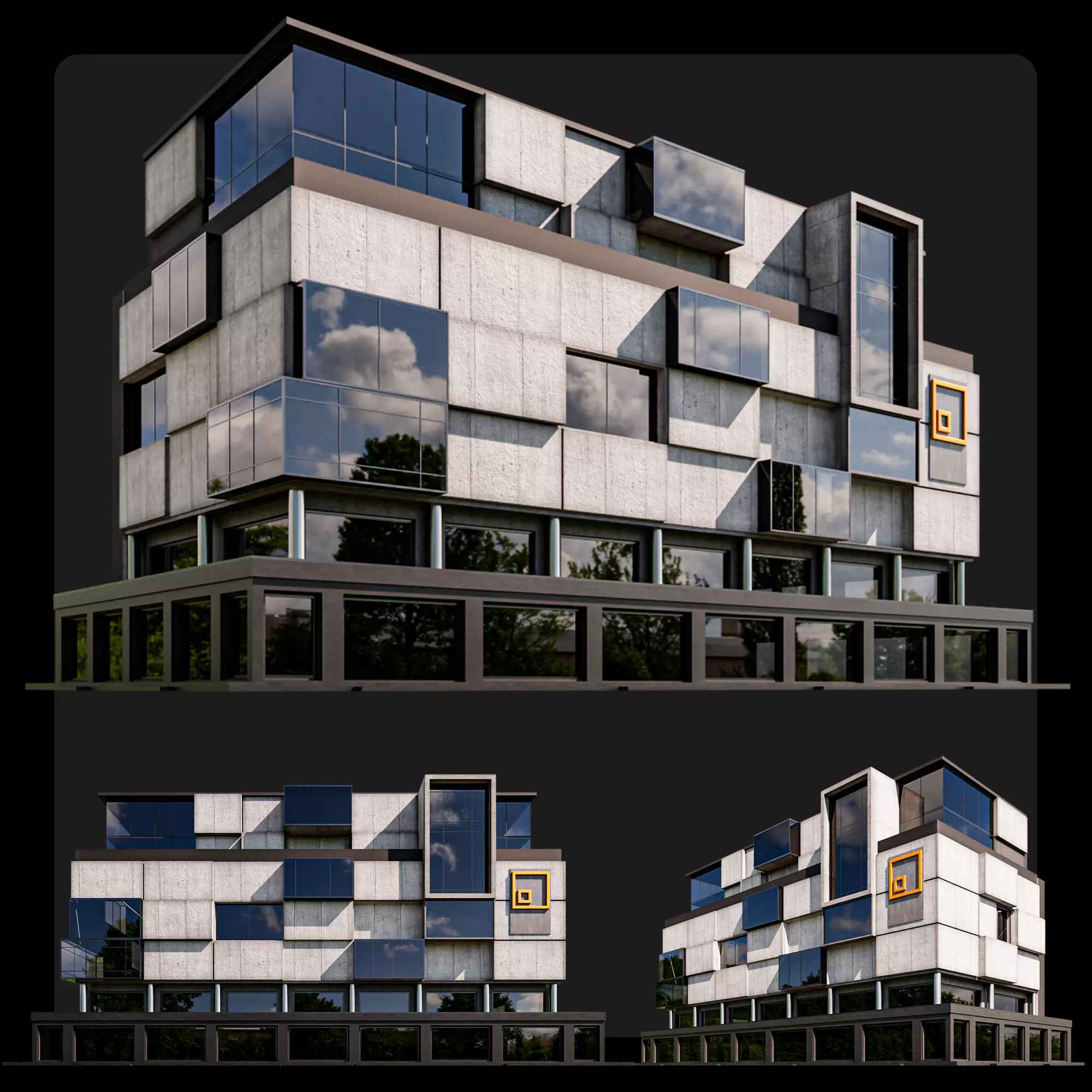 07 Modern Concrete Building 3D model
