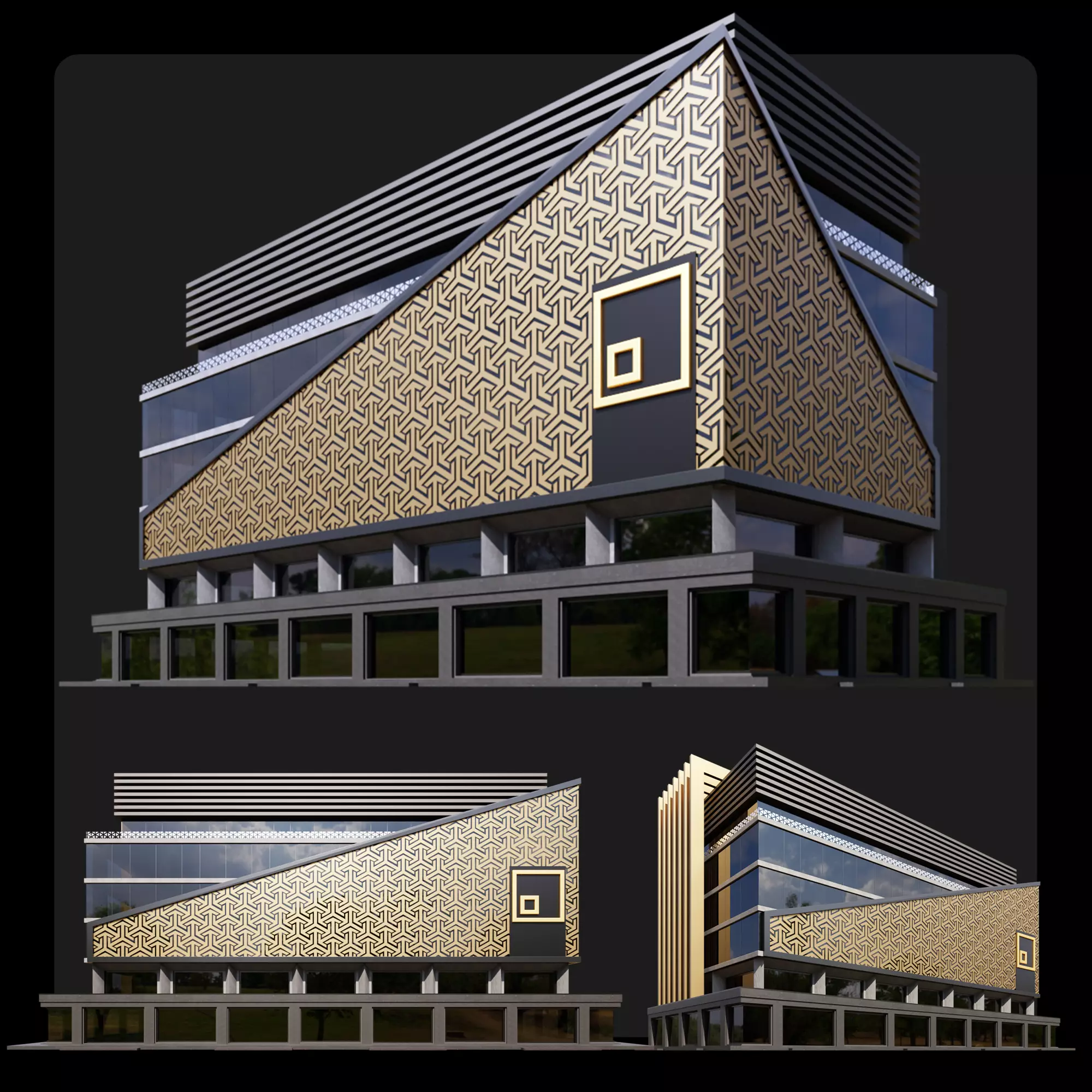 04 Modern Building with Geometric form 3D model
