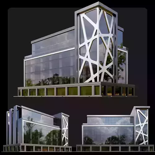 03 Modern Glass Building with voronoi geoform