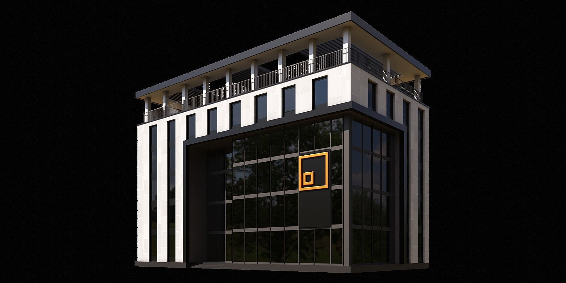 02 Modern Office Building With Terrace 3D model_5