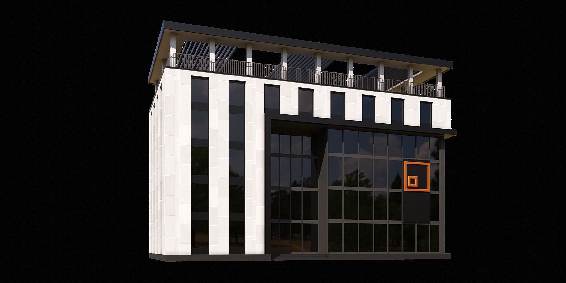02 Modern Office Building With Terrace 3D model_4
