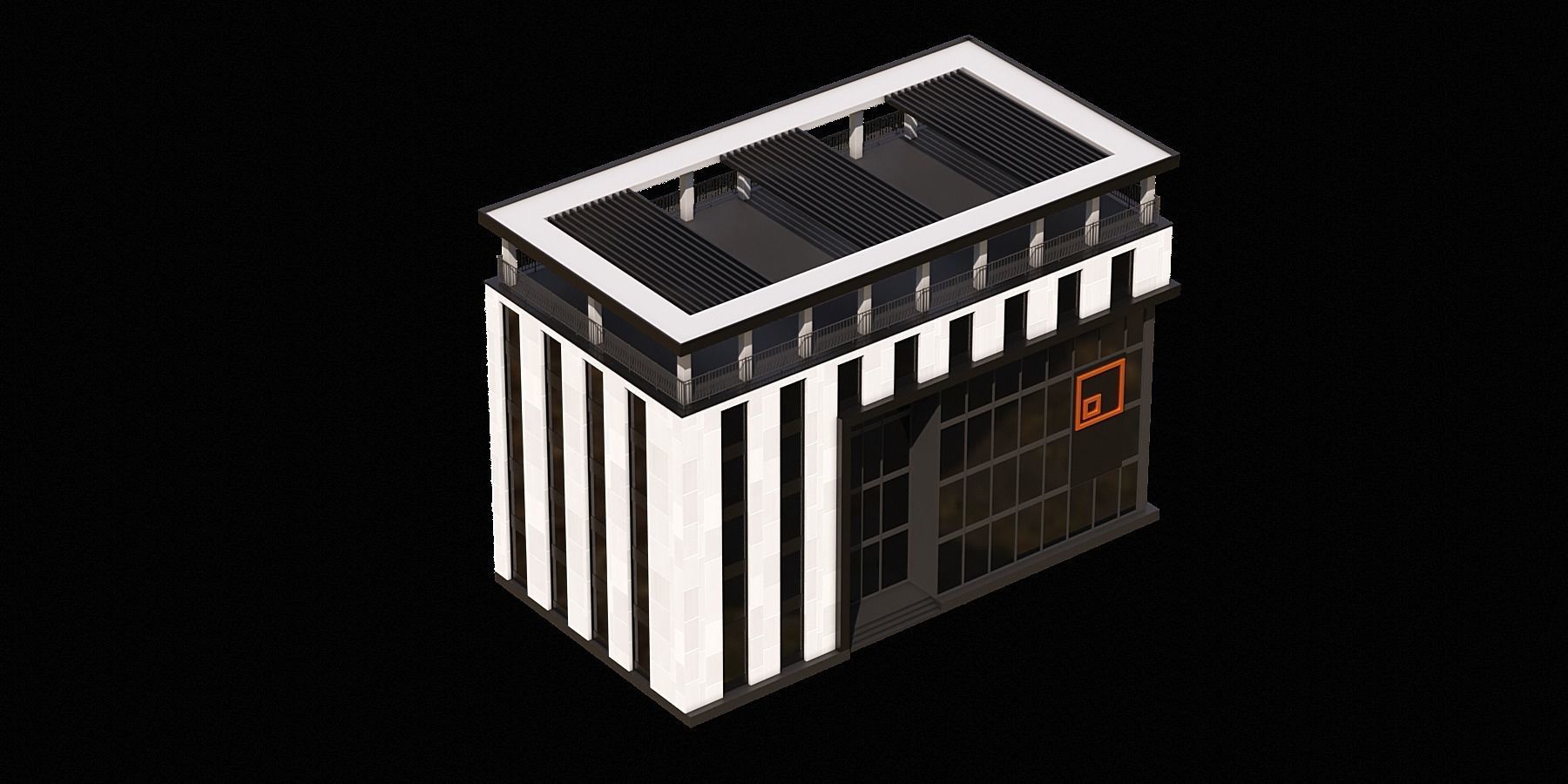 02 Modern Office Building With Terrace 3D model_7