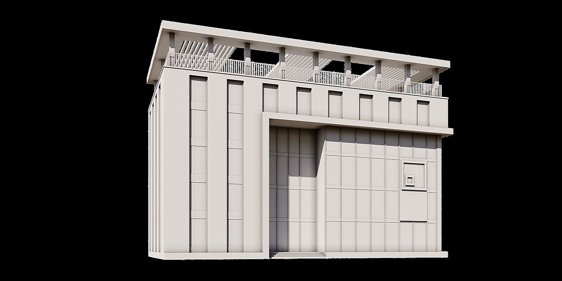 02 Modern Office Building With Terrace 3D model_3