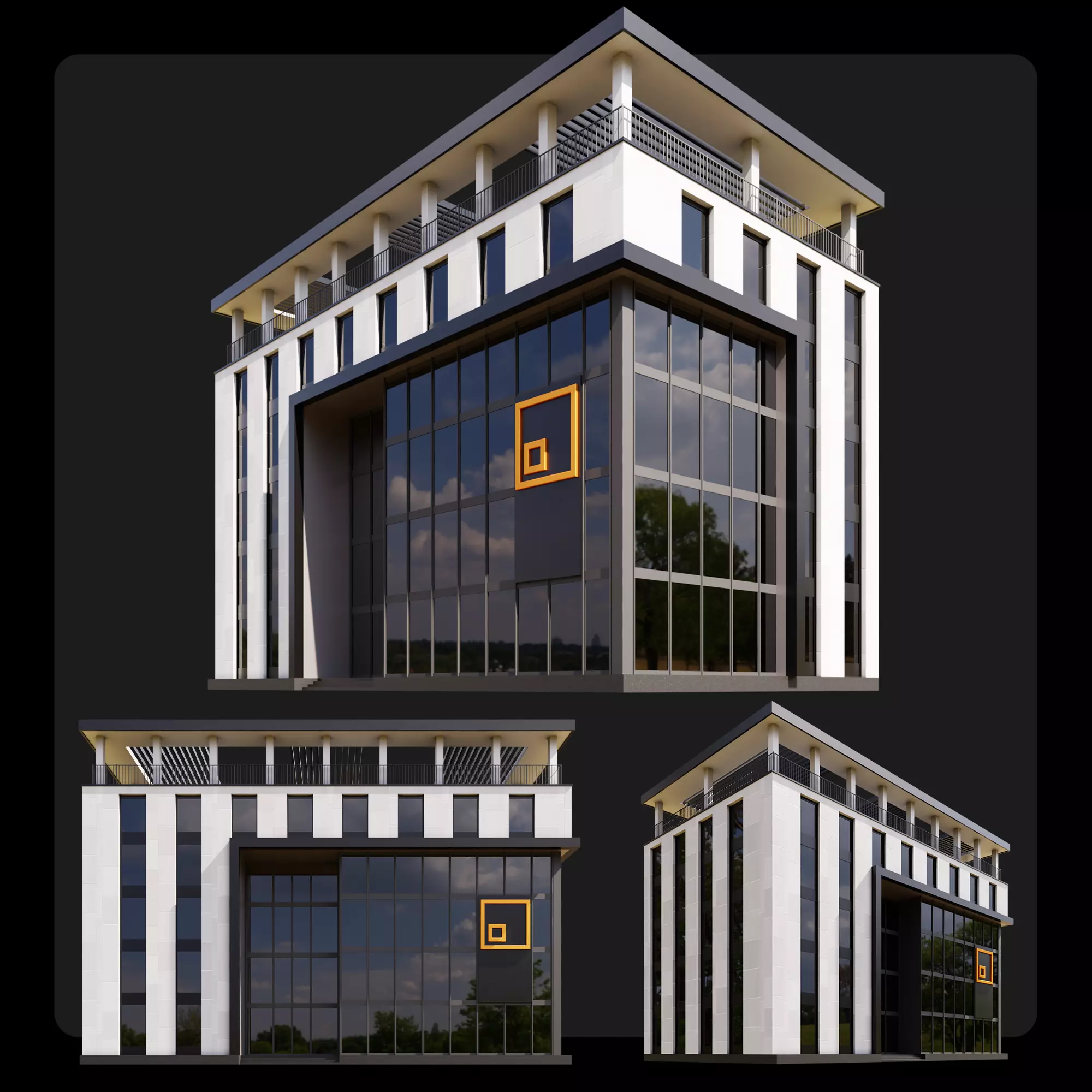 02 Modern Office Building With Terrace 3D model_0
