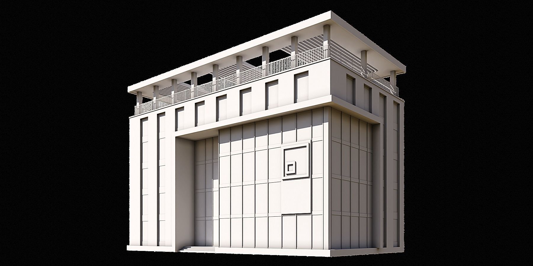 02 Modern Office Building With Terrace 3D model_6