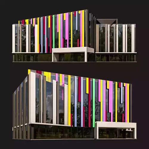 01 Office Building With Colored Panels 3D model