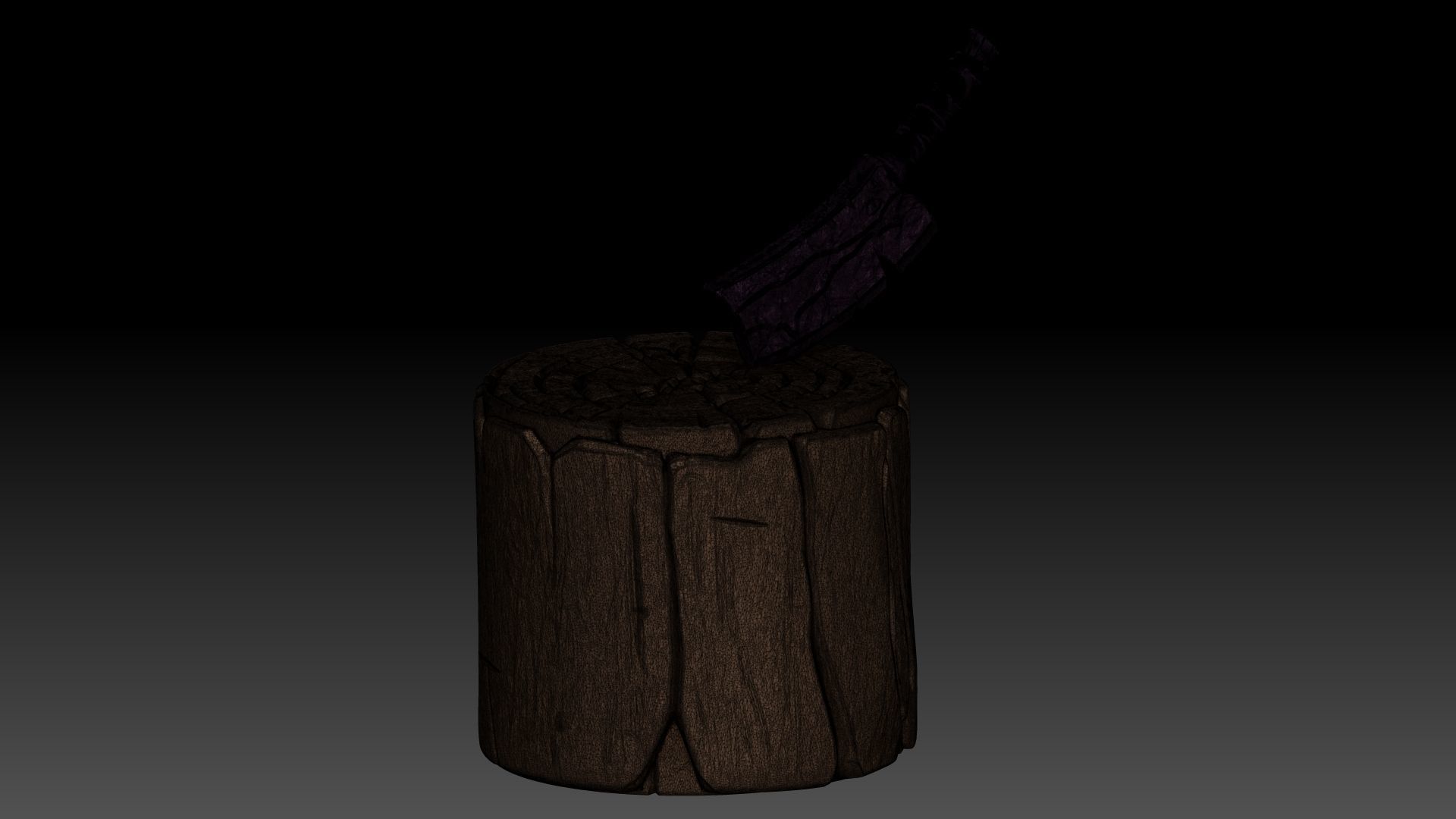 Stylized stump with ax 3D model_8