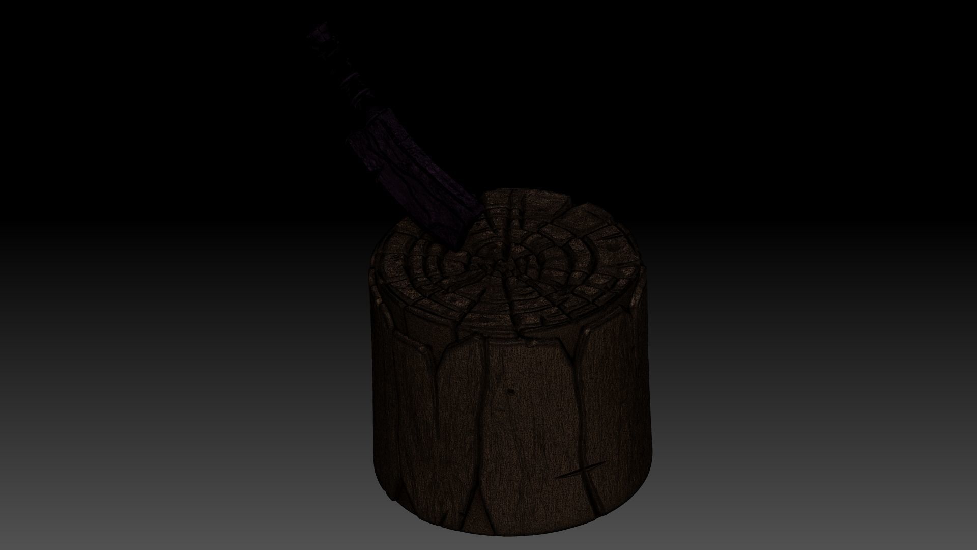 Stylized stump with ax 3D model_9