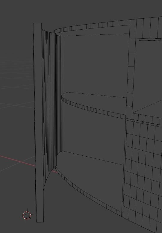 Curved tv stand in white and light wood 3D model_8