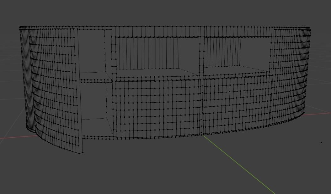 Curved tv stand in white and light wood 3D model_7