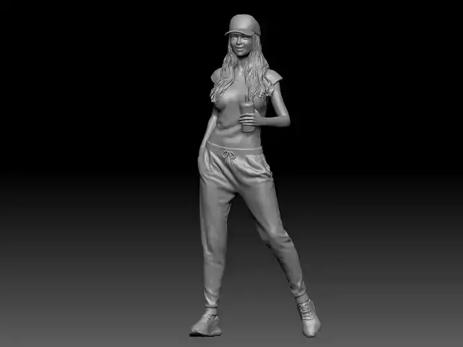 girl sporty with drink