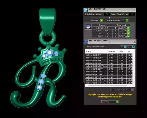 R pendant II gold pendant II latter pendent 