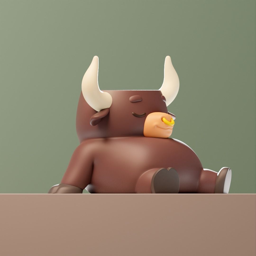 Dreamer Bull - Planter- Plant pot 3D print model_2