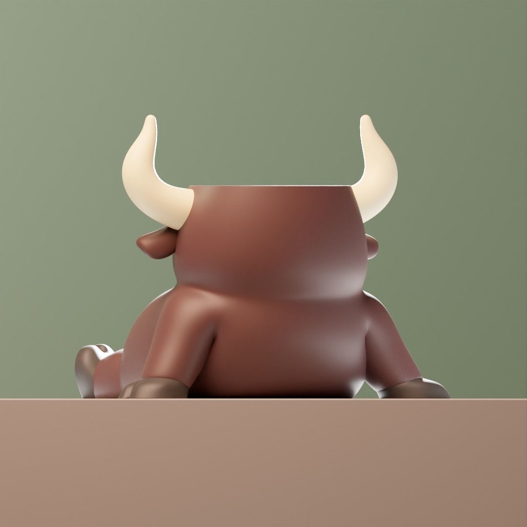 Dreamer Bull - Planter- Plant pot 3D print model_5