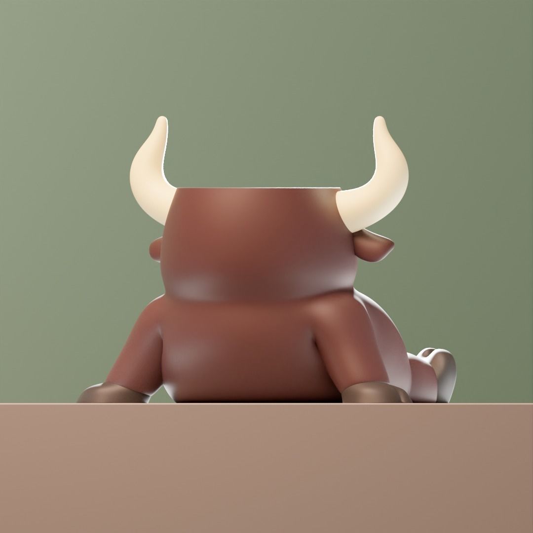 Dreamer Bull - Planter- Plant pot 3D print model_4