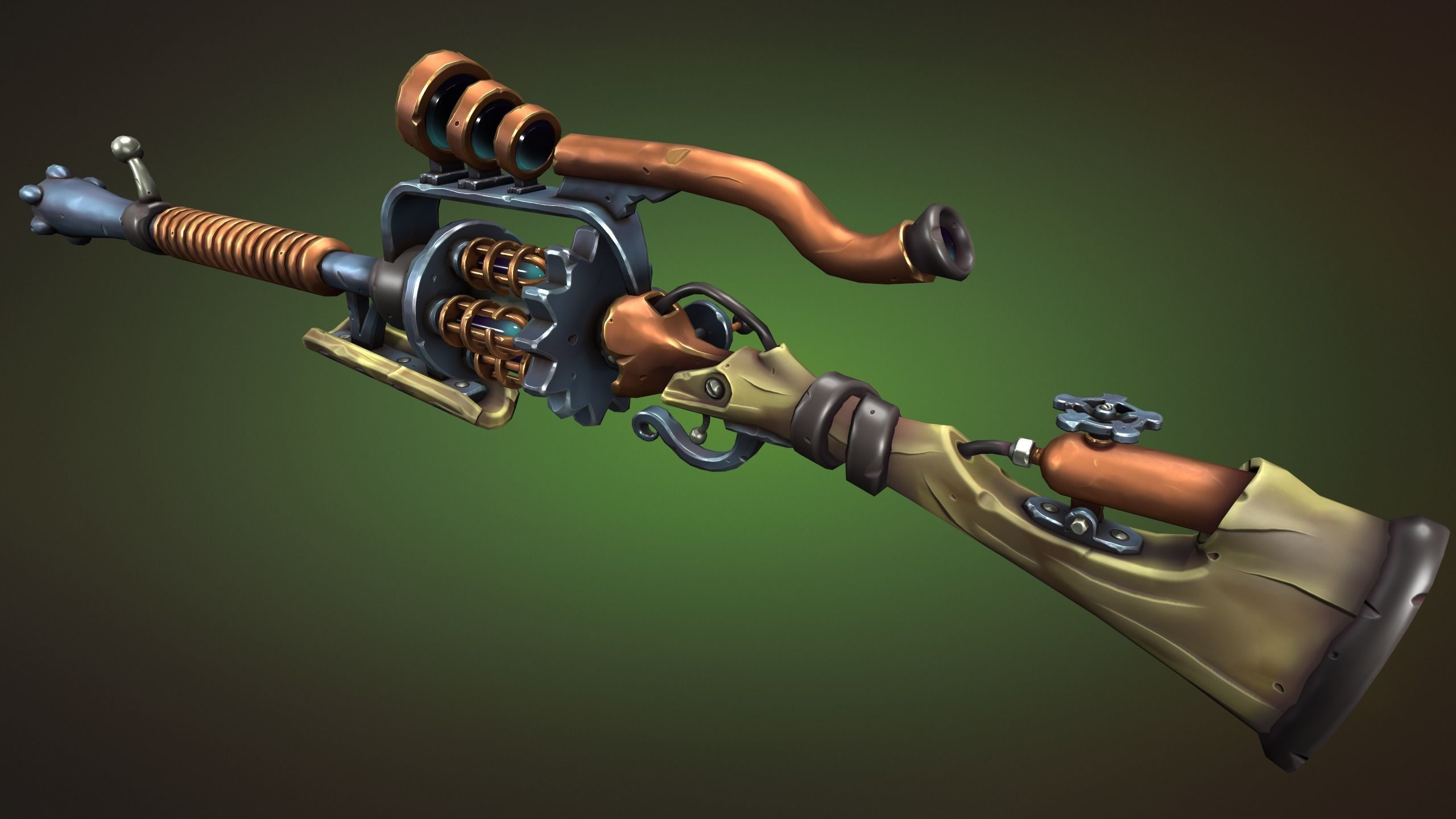 Steampunk sniper rifle Low-poly 3D model_13