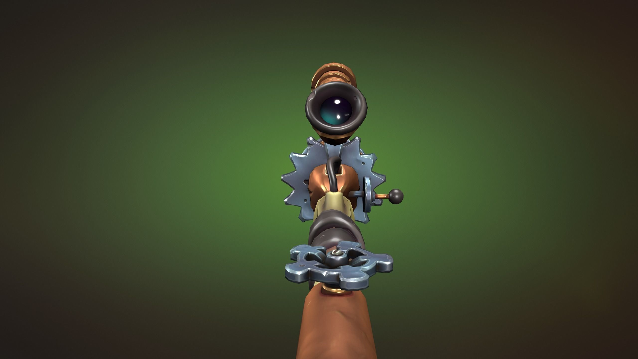 Steampunk sniper rifle Low-poly 3D model_14