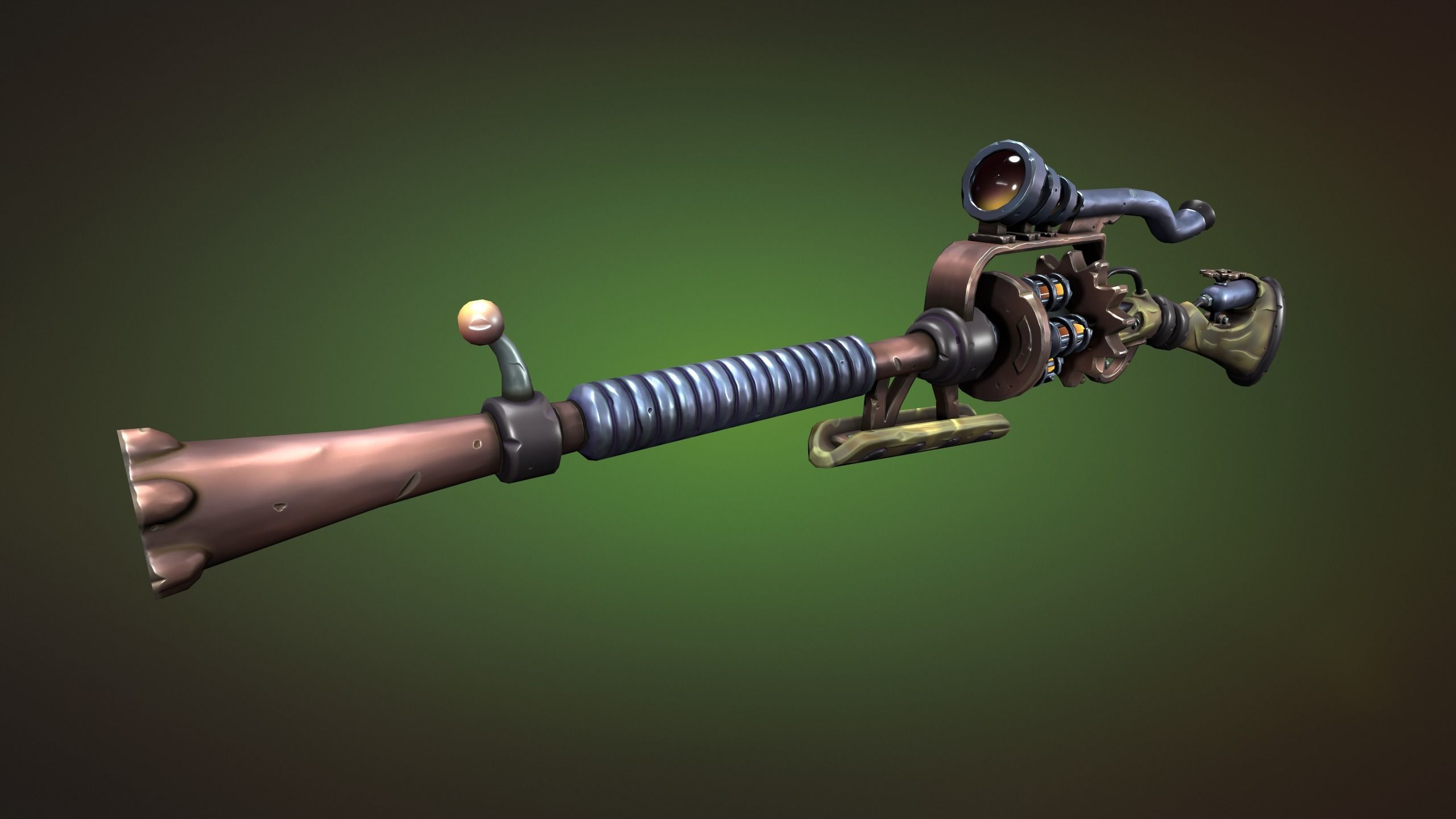 Steampunk sniper rifle Low-poly 3D model_12