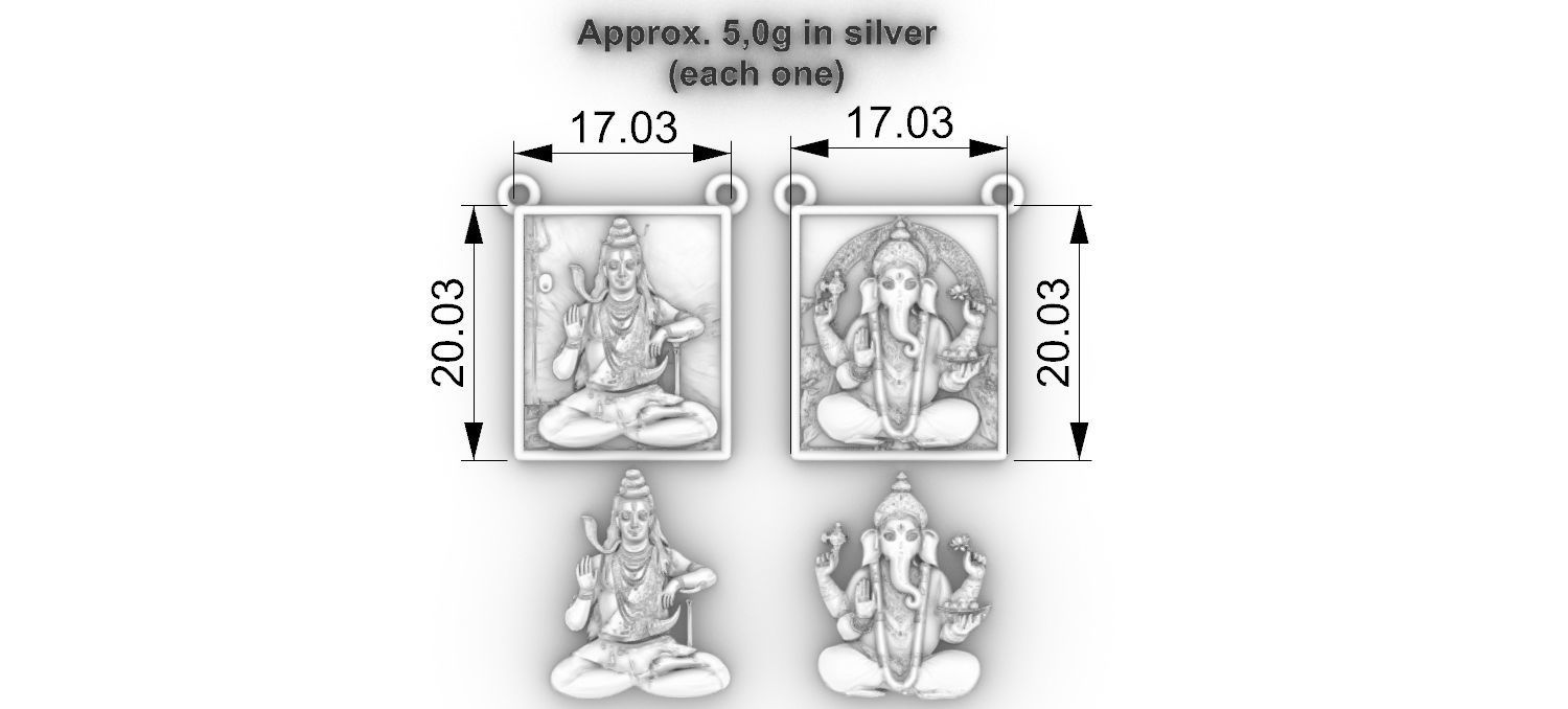 Shiva and Ganesh Scapular 3D print model_3