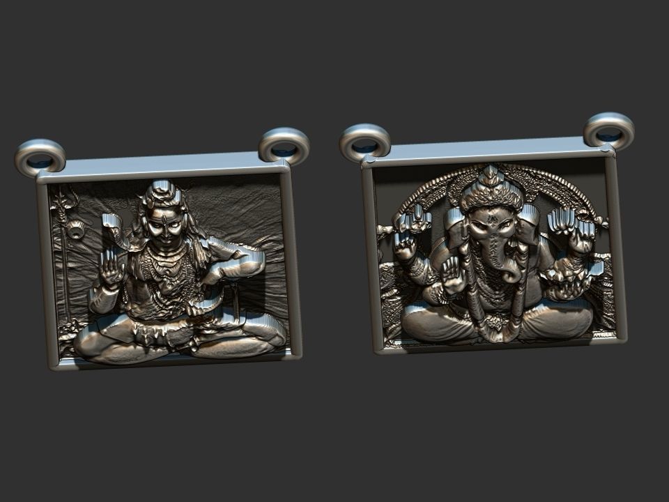 Shiva and Ganesh Scapular 3D print model_7