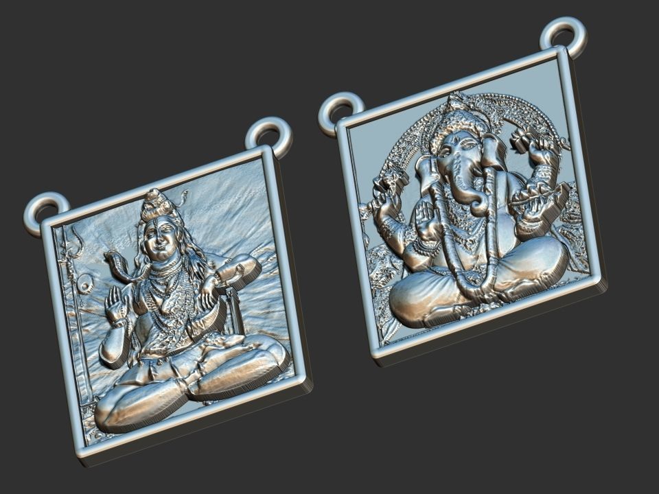 Shiva and Ganesh Scapular 3D print model_8