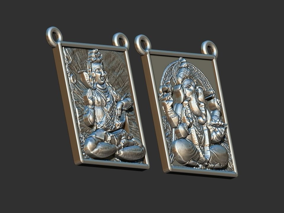 Shiva and Ganesh Scapular 3D print model_2