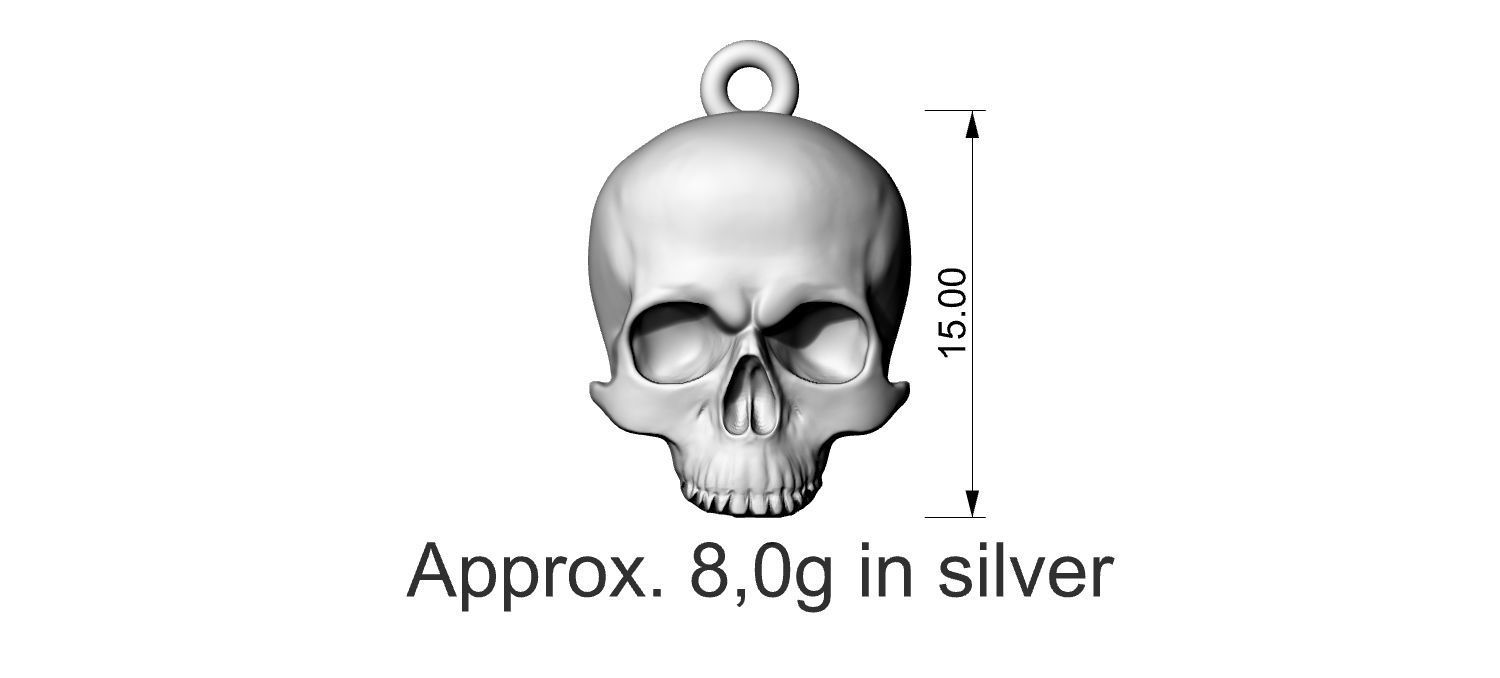 Simple Skull Pendant 3D print model_9