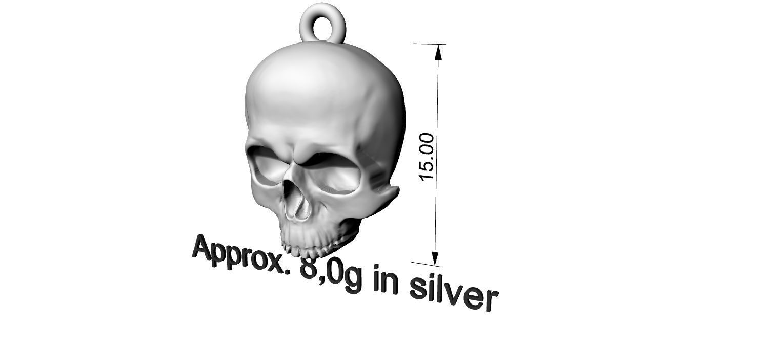 Simple Skull Pendant 3D print model_10