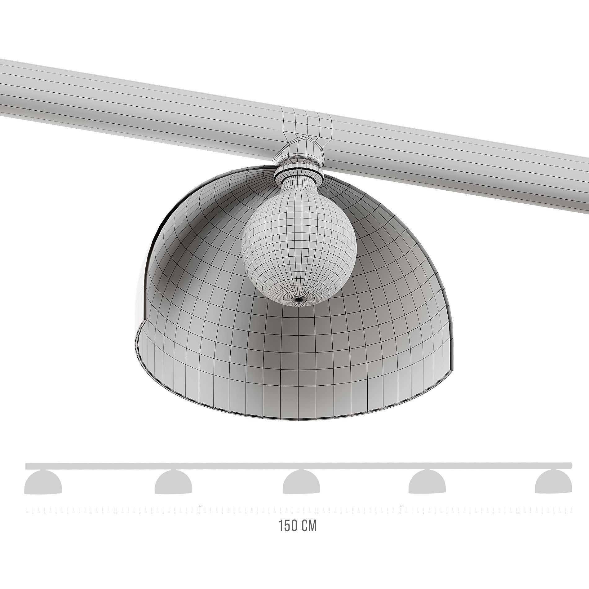 Blush Rail 5 Ceiling Lamp from Northern 3D model_5