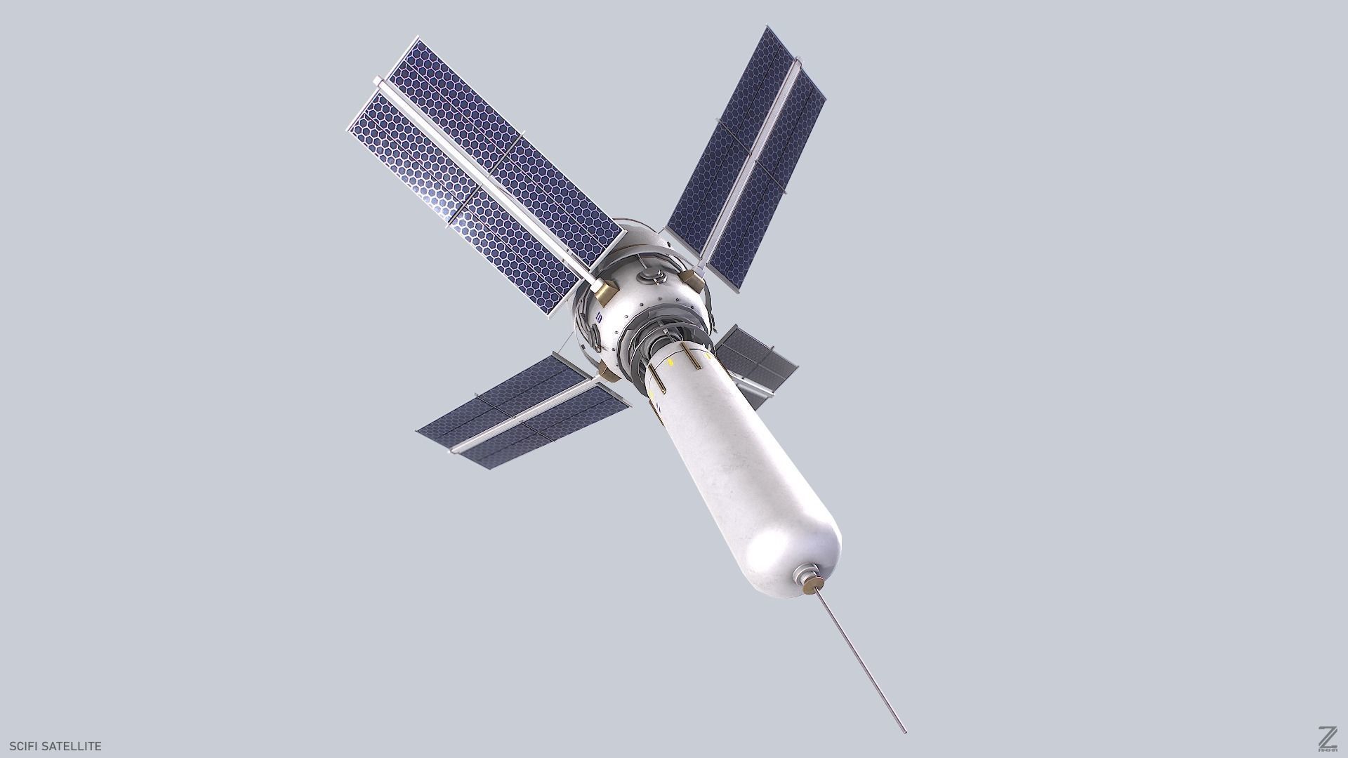 Sci fi Satellite 01 Low-poly 3D model_4