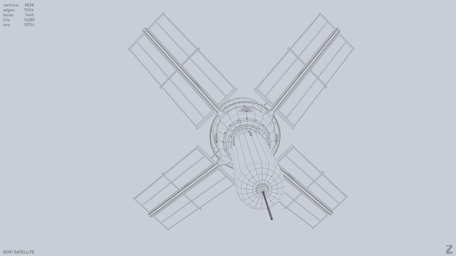 Sci fi Satellite 01 Low-poly 3D model_15