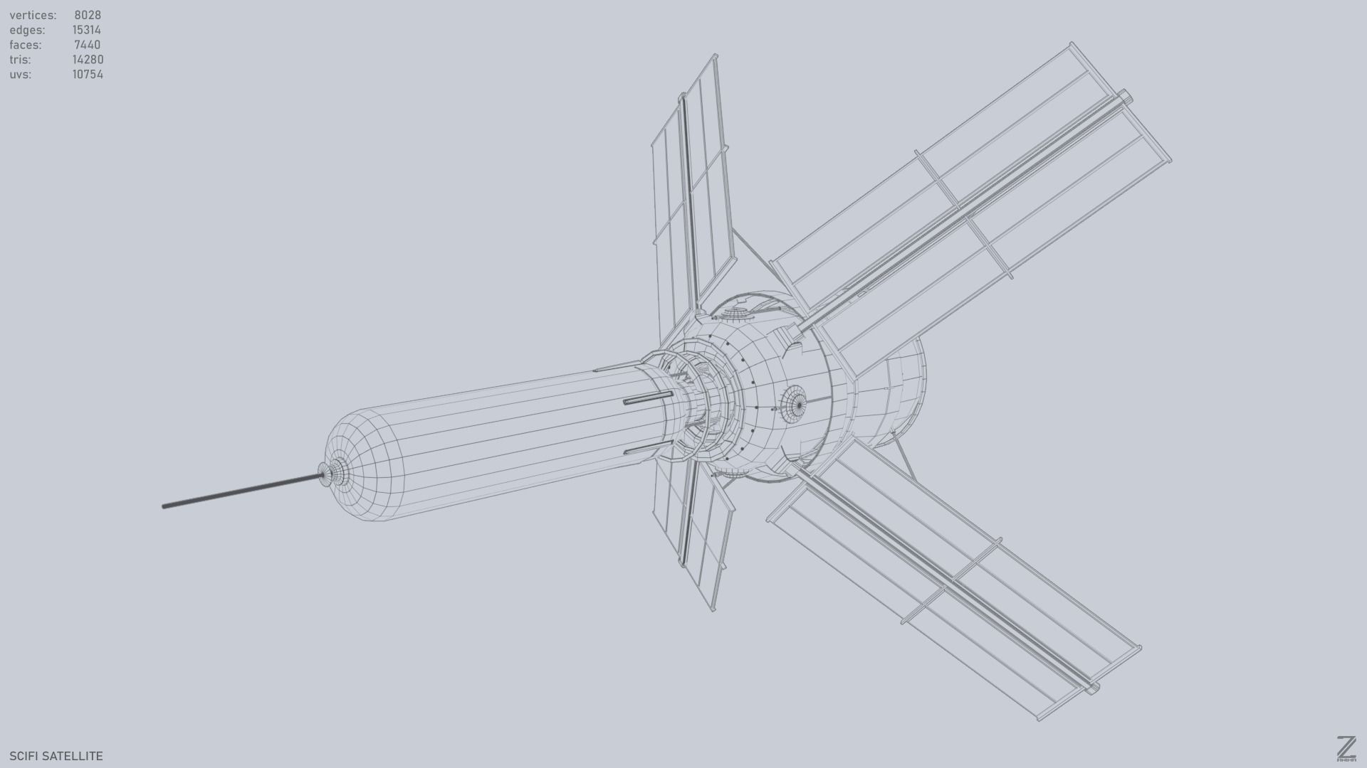 Sci fi Satellite 01 Low-poly 3D model_9