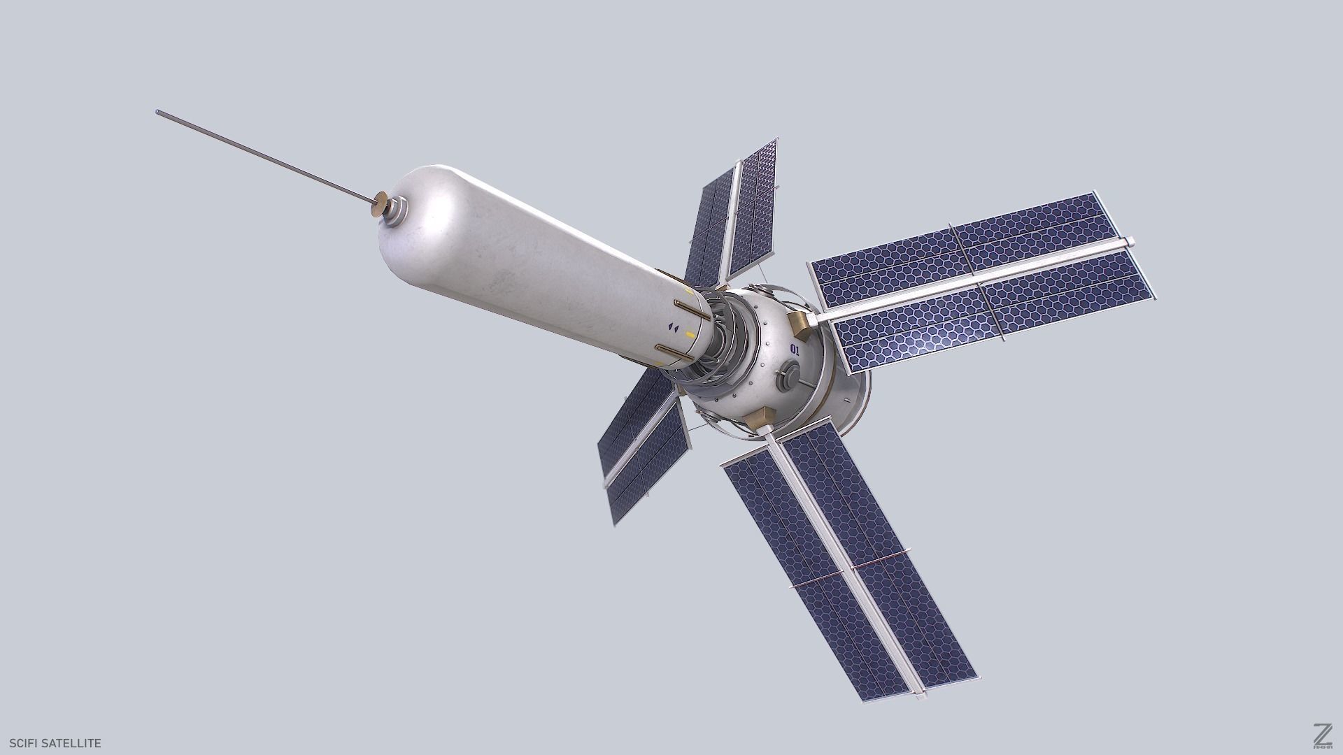 Sci fi Satellite 01 Low-poly 3D model_7