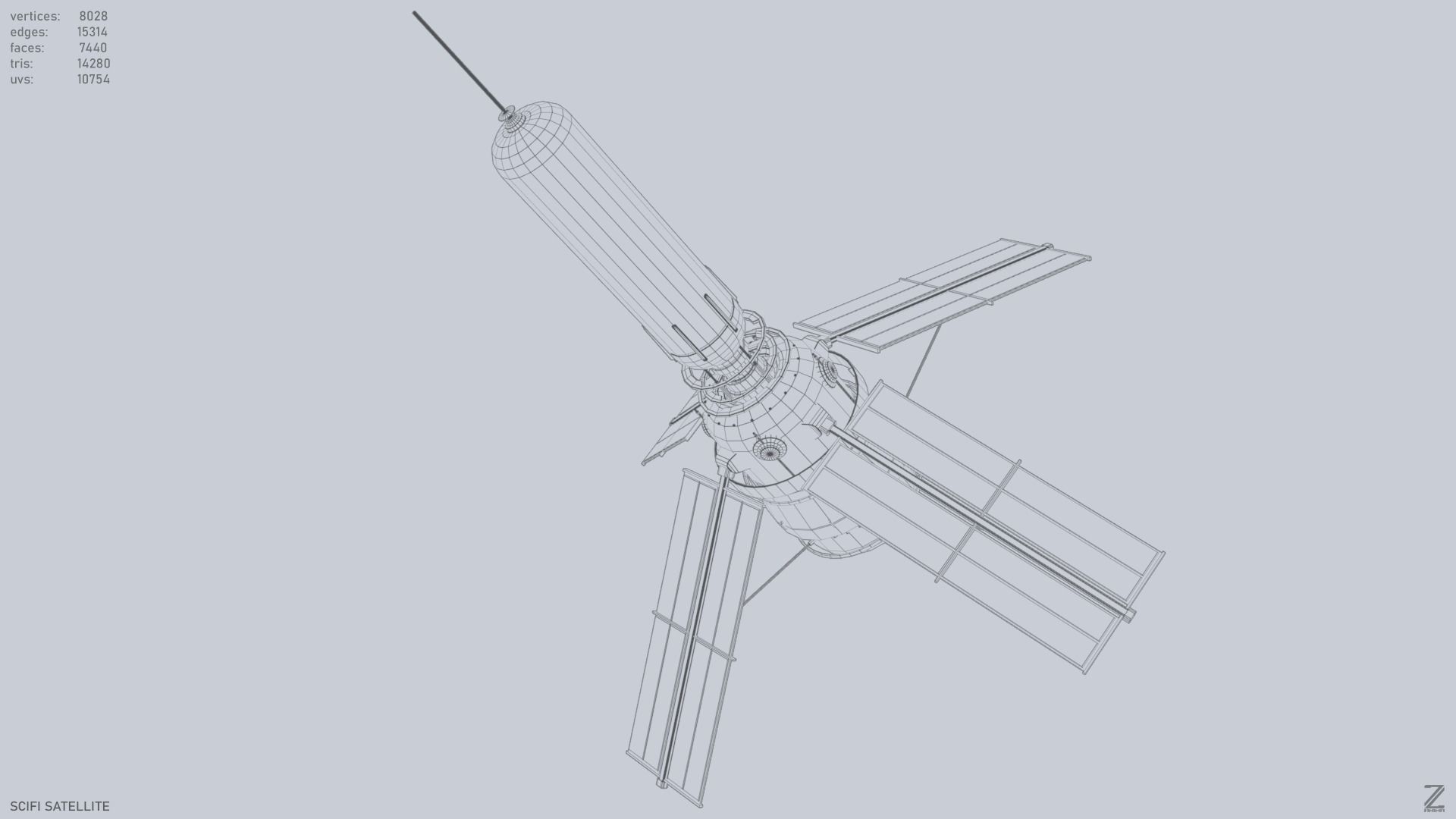 Sci fi Satellite 01 Low-poly 3D model_13