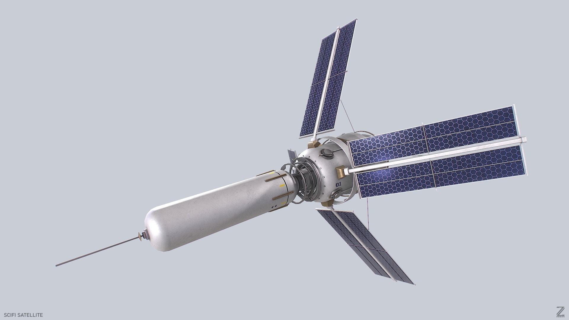 Sci fi Satellite 01 Low-poly 3D model_6