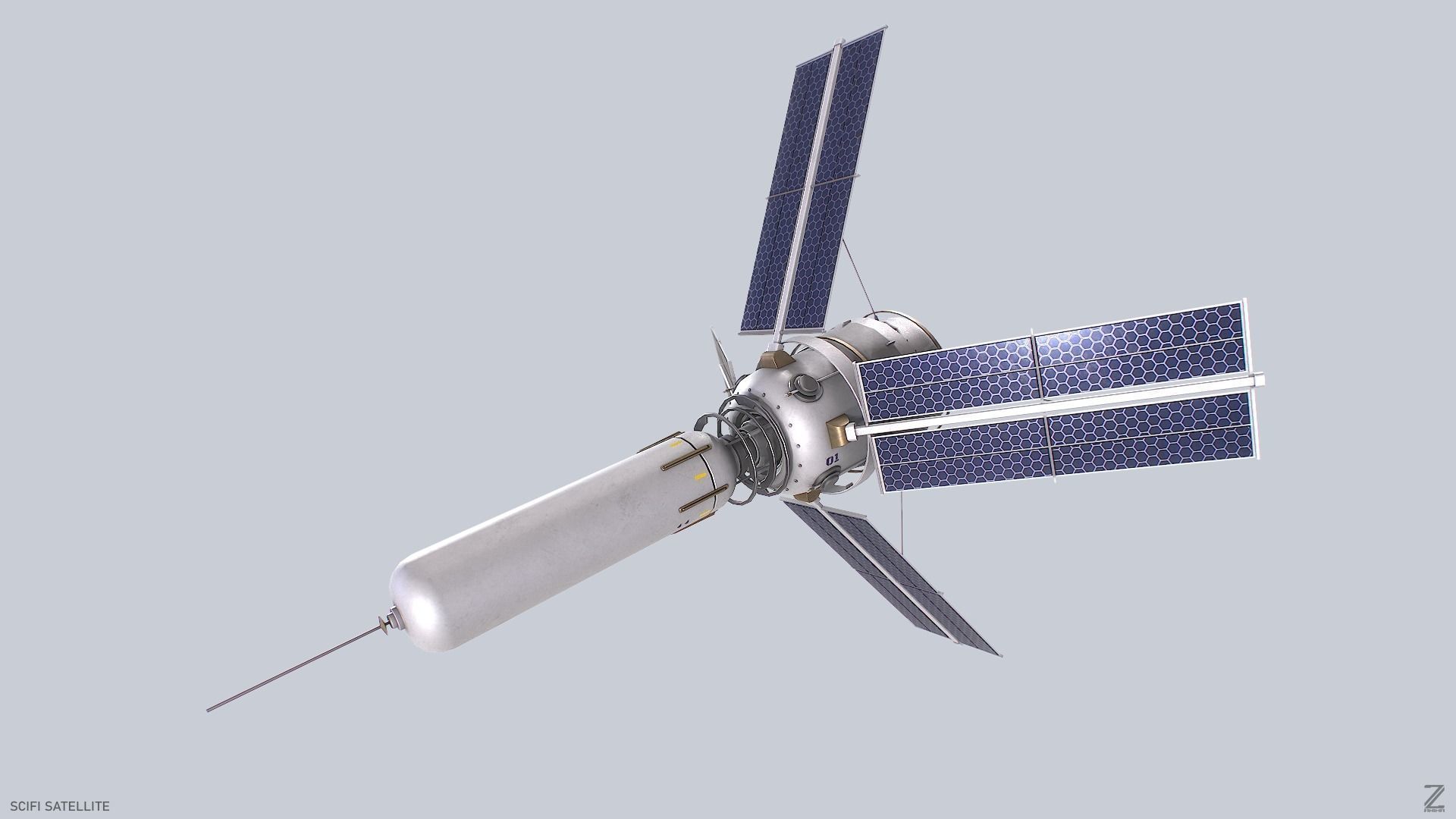 Sci fi Satellite 01 Low-poly 3D model_5