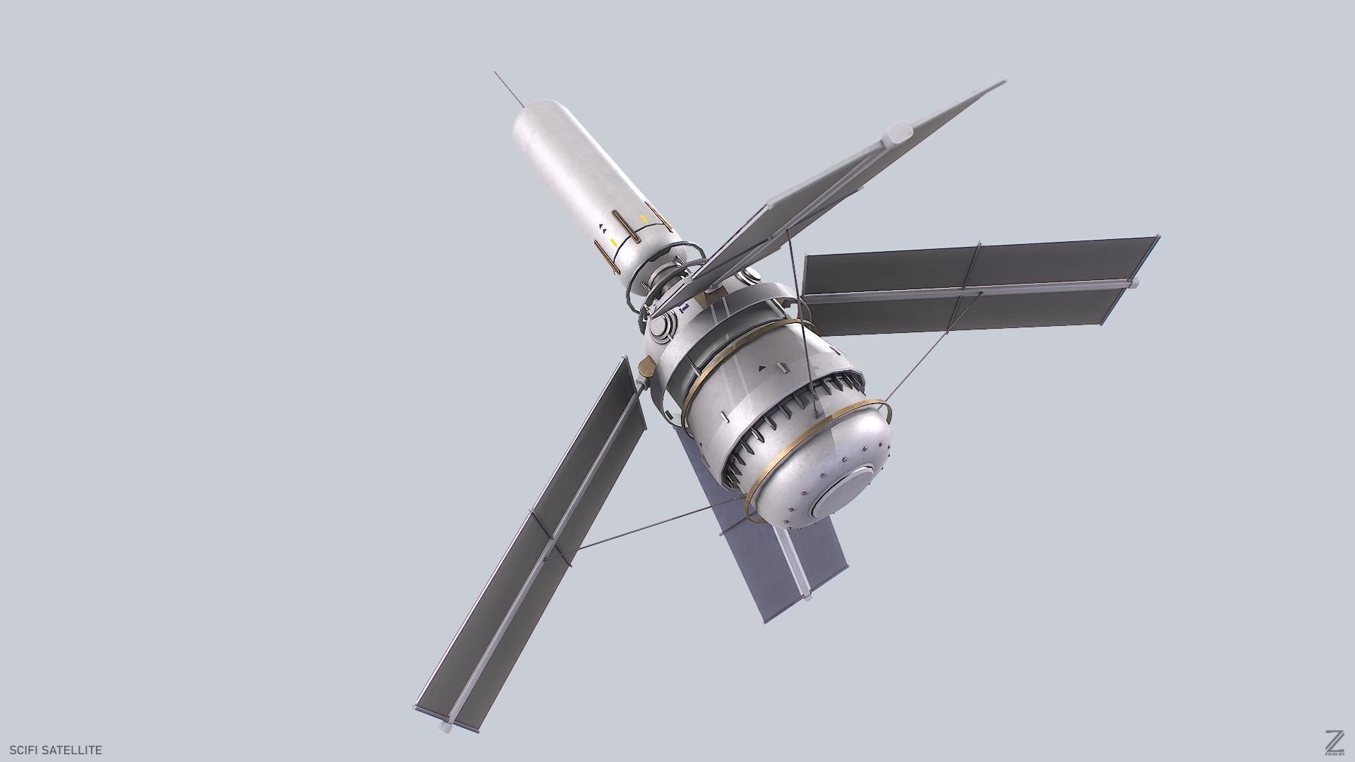 Sci fi Satellite 01 Low-poly 3D model_2