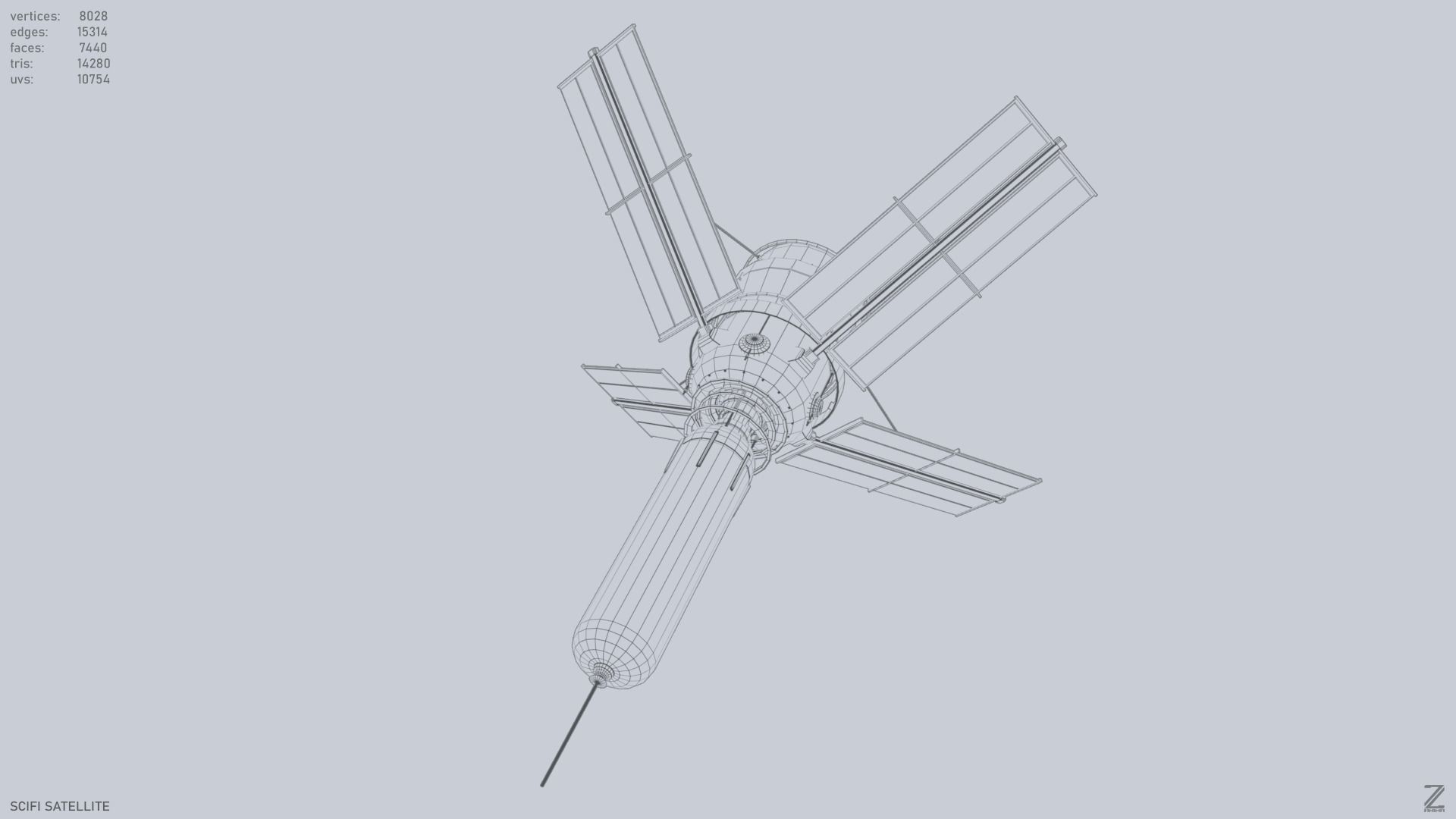 Sci fi Satellite 01 Low-poly 3D model_10