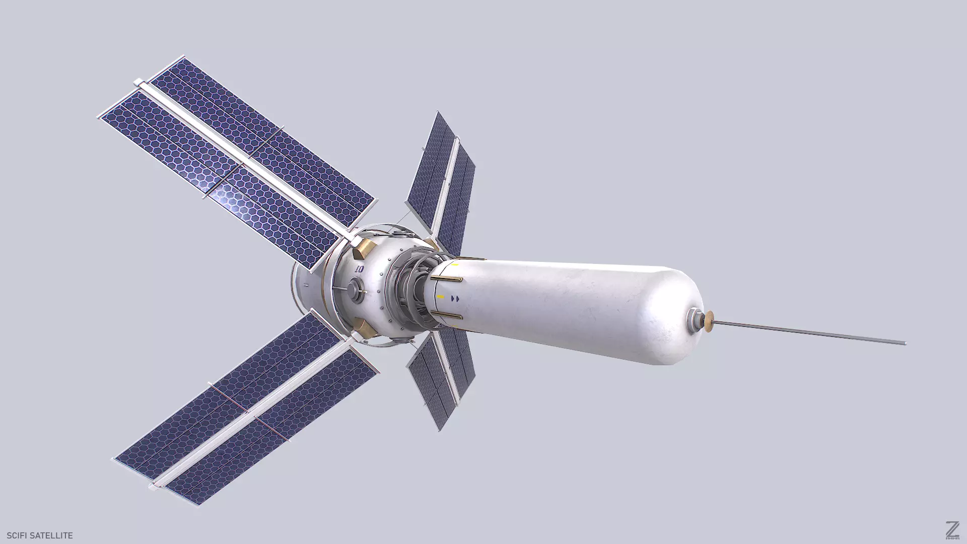 Sci fi Satellite 01 Low-poly 3D model_0