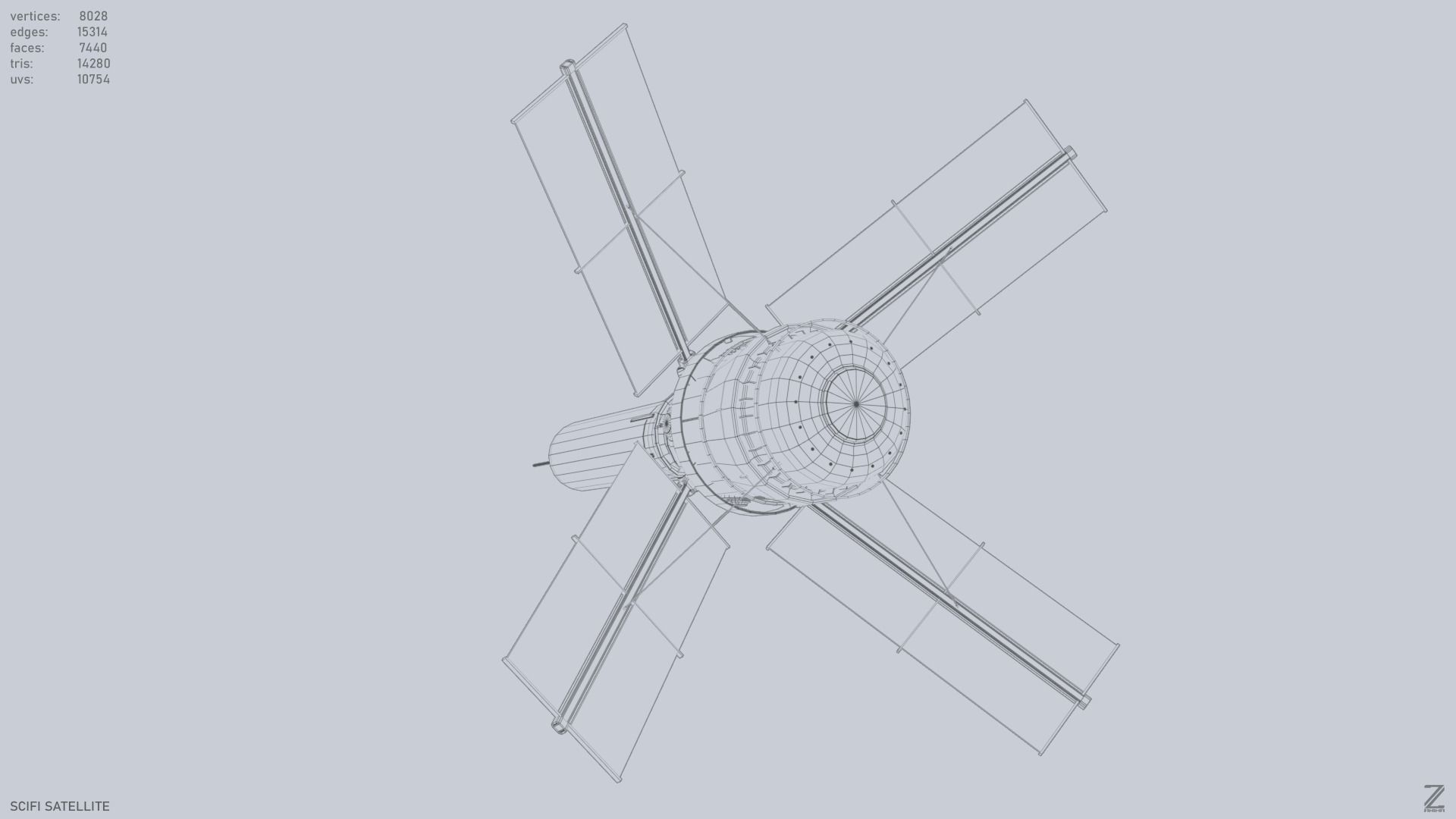 Sci fi Satellite 01 Low-poly 3D model_11