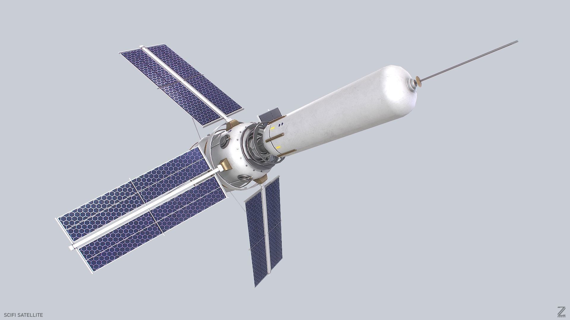 Sci fi Satellite 01 Low-poly 3D model_8
