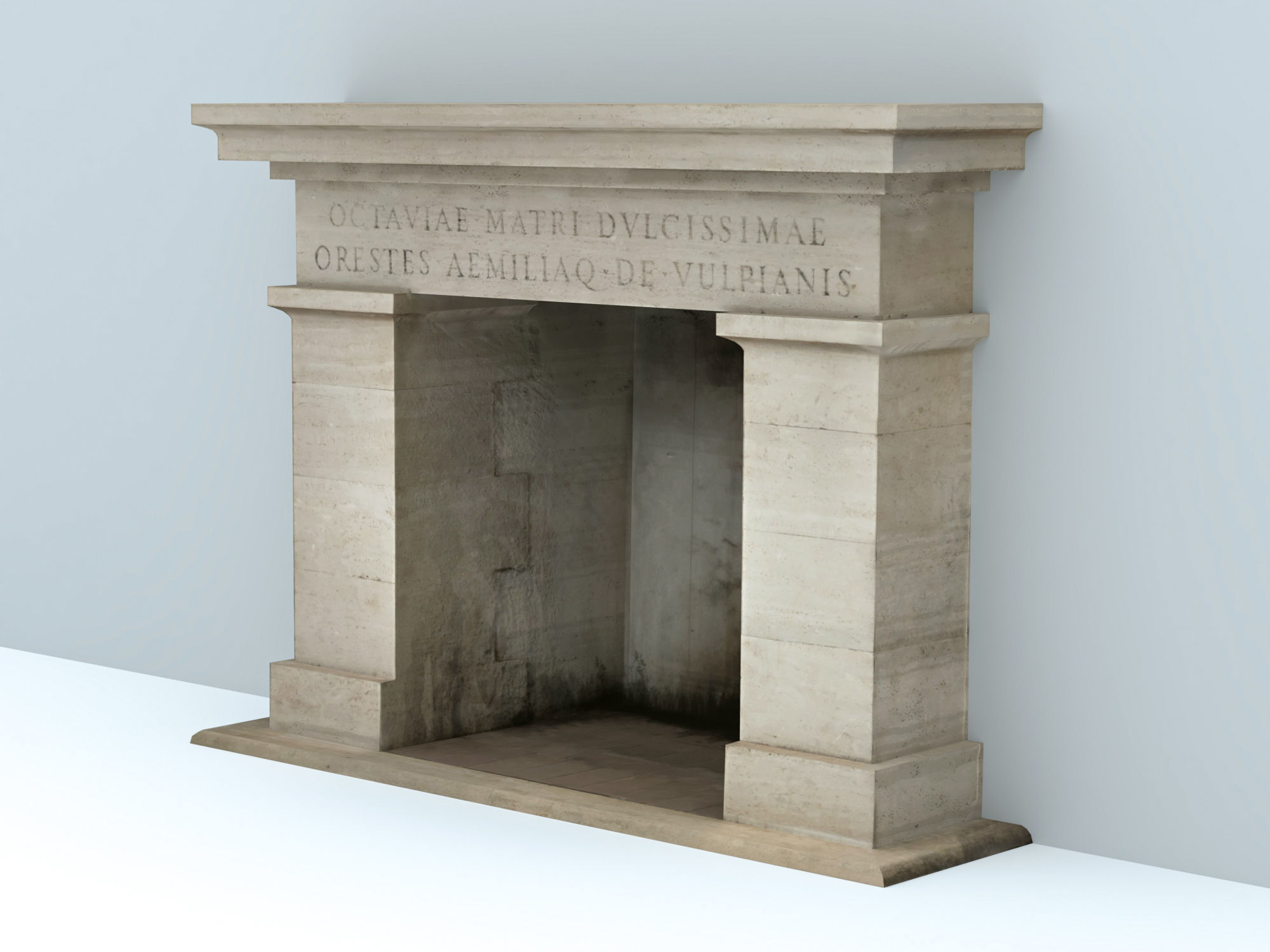 Stone fireplace Low-poly 3D model_2