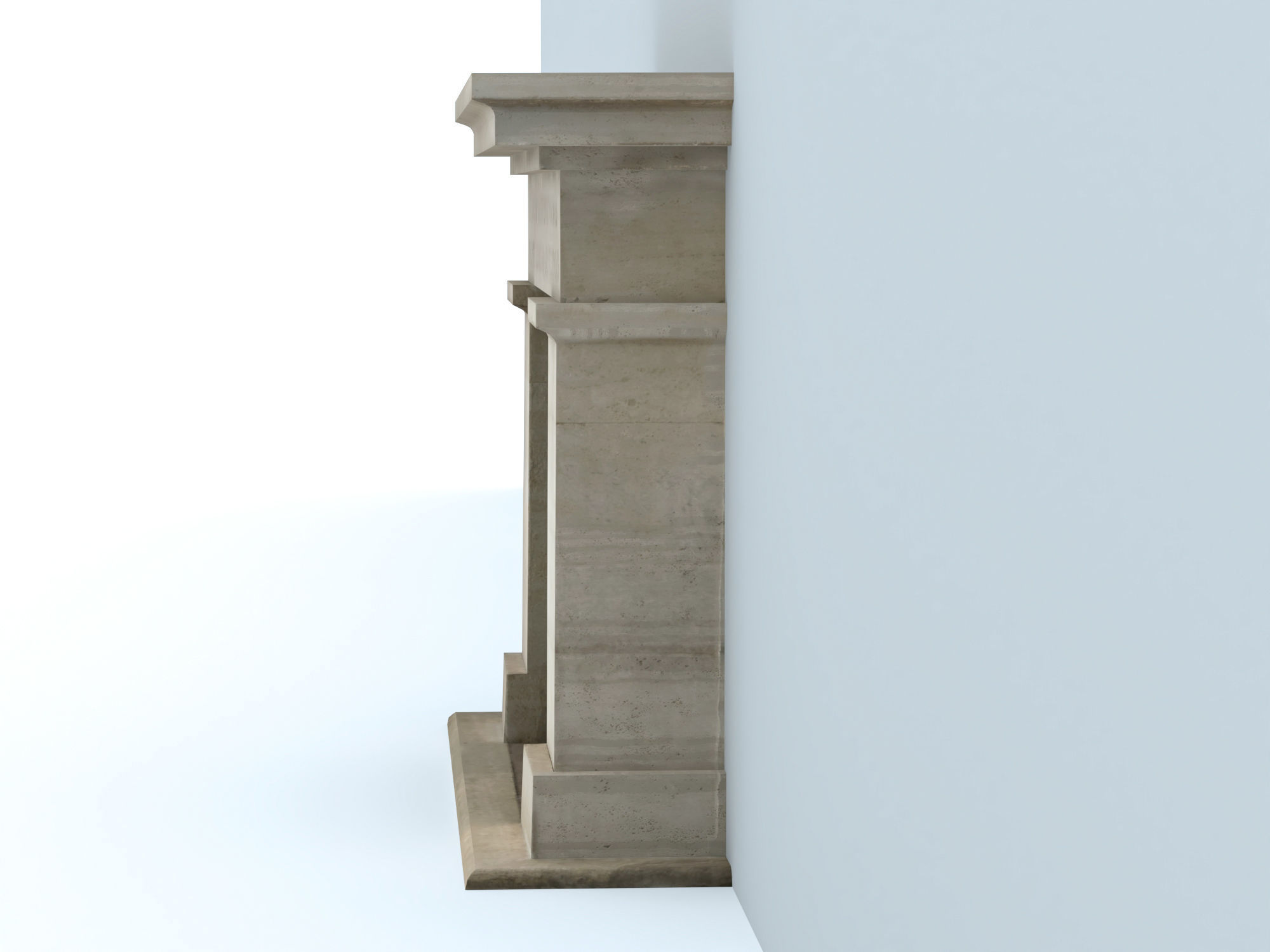 Stone fireplace Low-poly 3D model_3