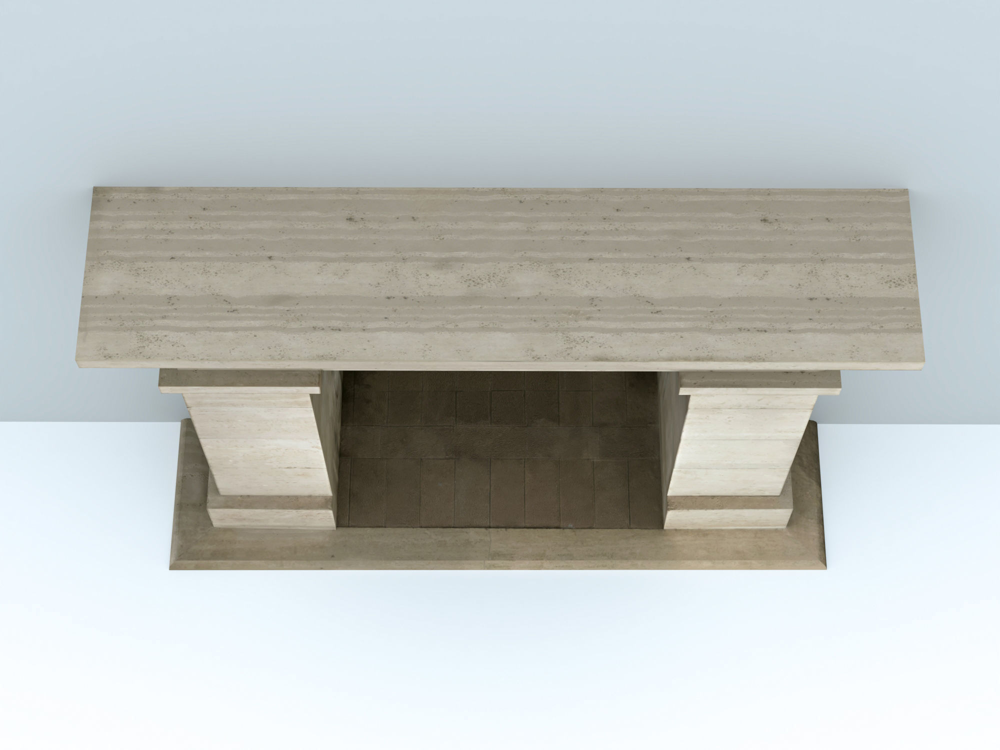 Stone fireplace Low-poly 3D model_8