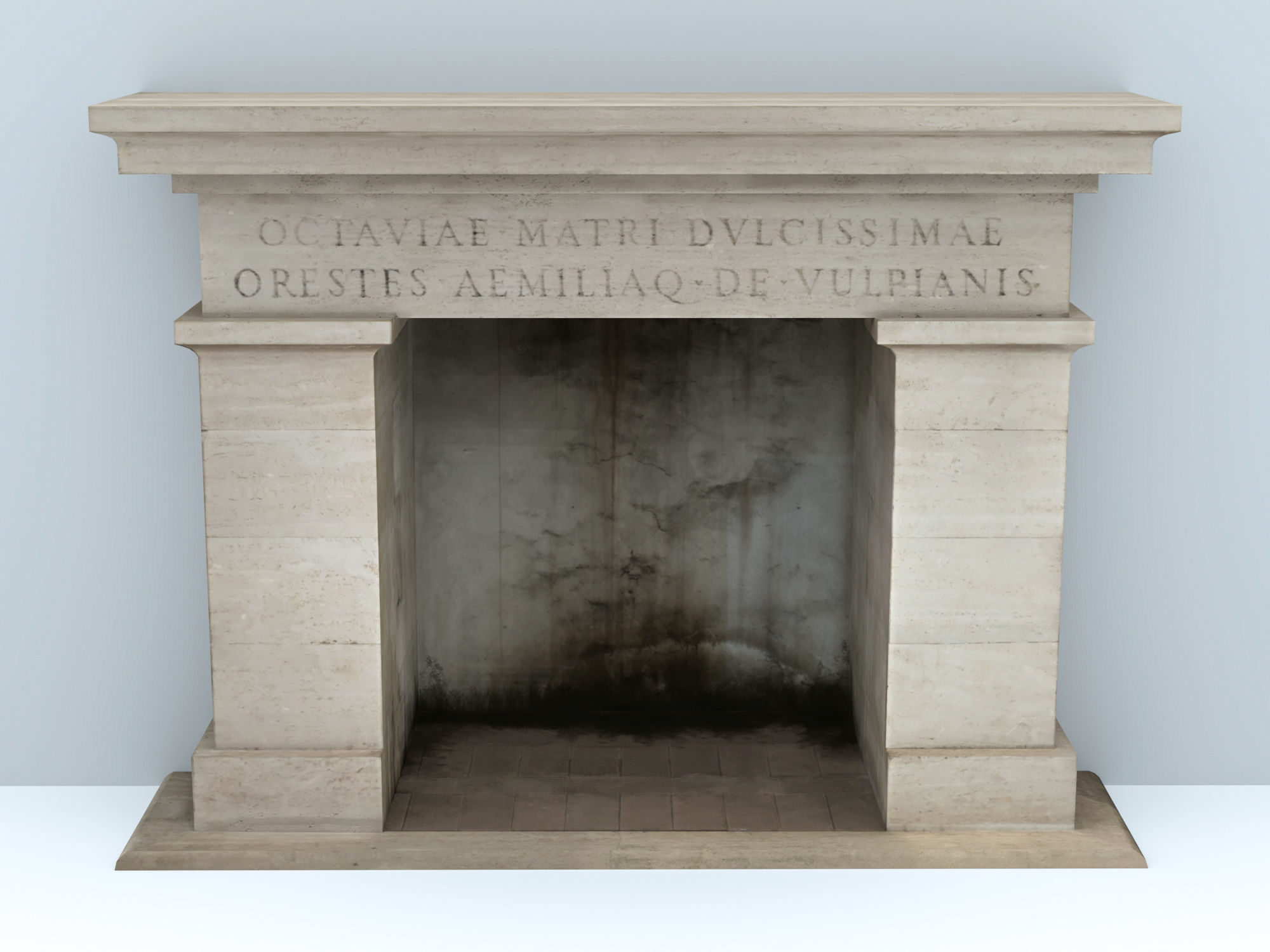 Stone fireplace Low-poly 3D model_1