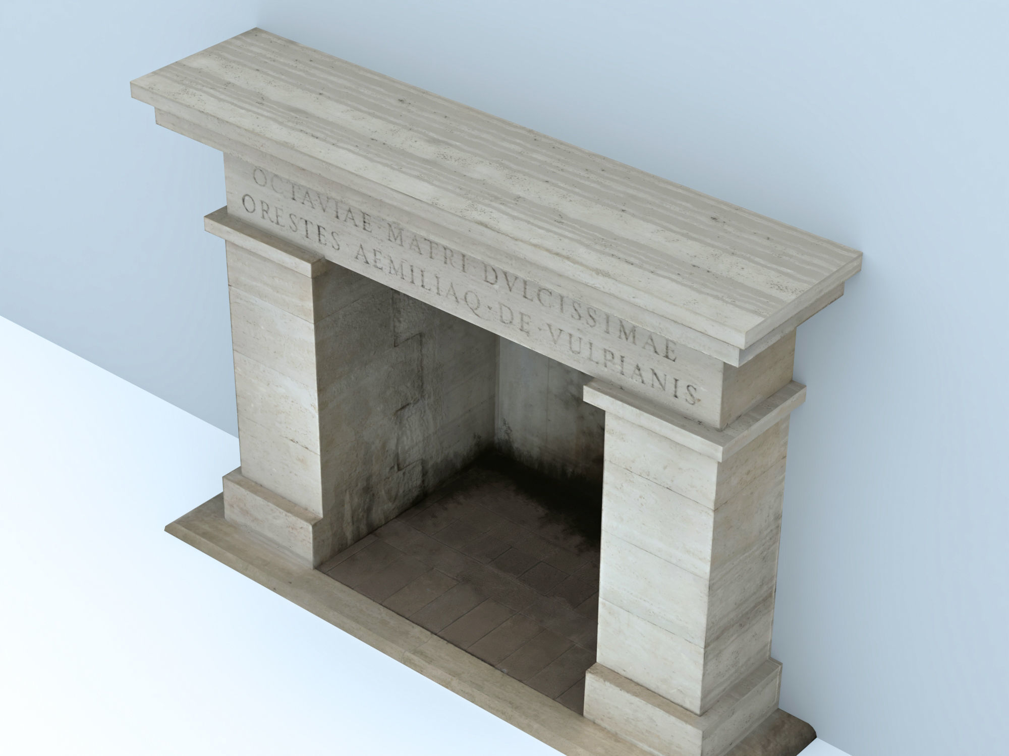 Stone fireplace Low-poly 3D model_7