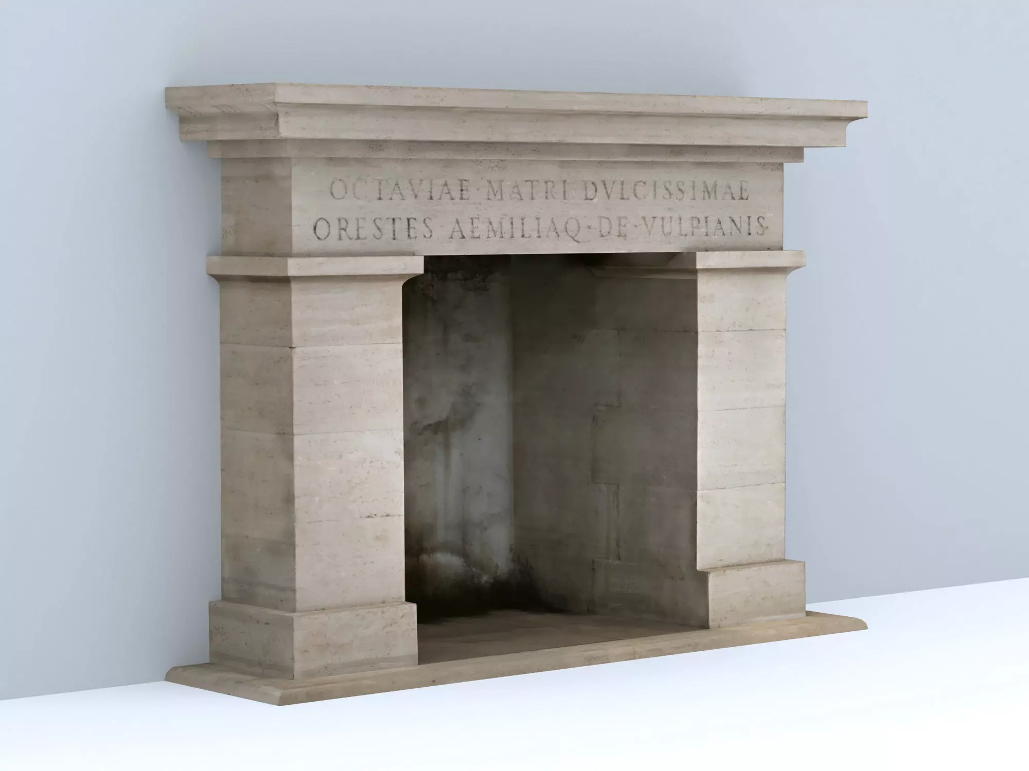 Stone fireplace Low-poly 3D model_0